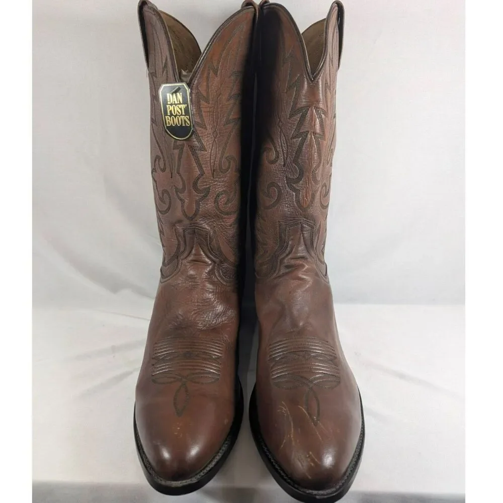 Dan Post Cowboy Boots Men’s 14D Brown Cowhide Leather Western Pointed Toe